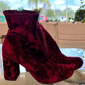 MIA Velvet maroon red heel booties